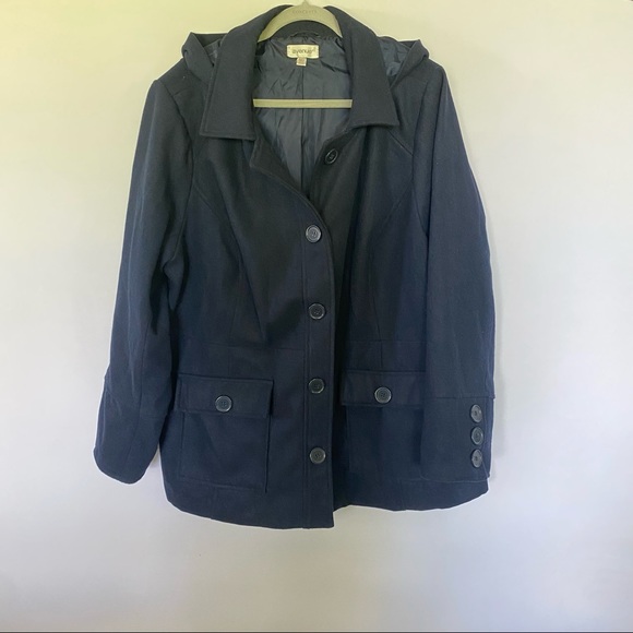 AVENUE Faux Wool Peacoat, Navy Blue, Size 22/24, RN138302 - Picture 2 of 8